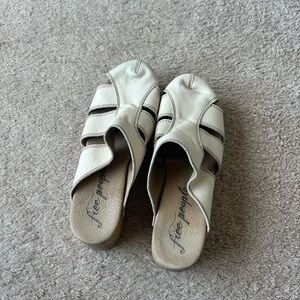 Free people heel sandals in leather cream